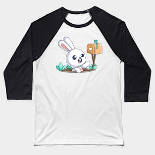 Happy cute bunny getting a love letter Baseball T-Shirt